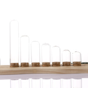 Round bottom borosilicate glass vial with natural cork stopper