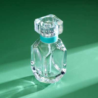 RX018-XB217 Geometric Polygon Glass Perfume Bottle - Clear Faceted Series