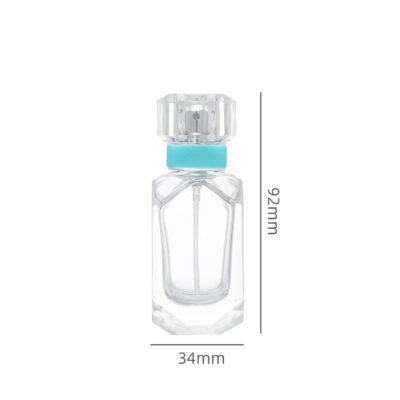RX018-XB217 Geometric Polygon Glass Perfume Bottle - Clear Faceted Series