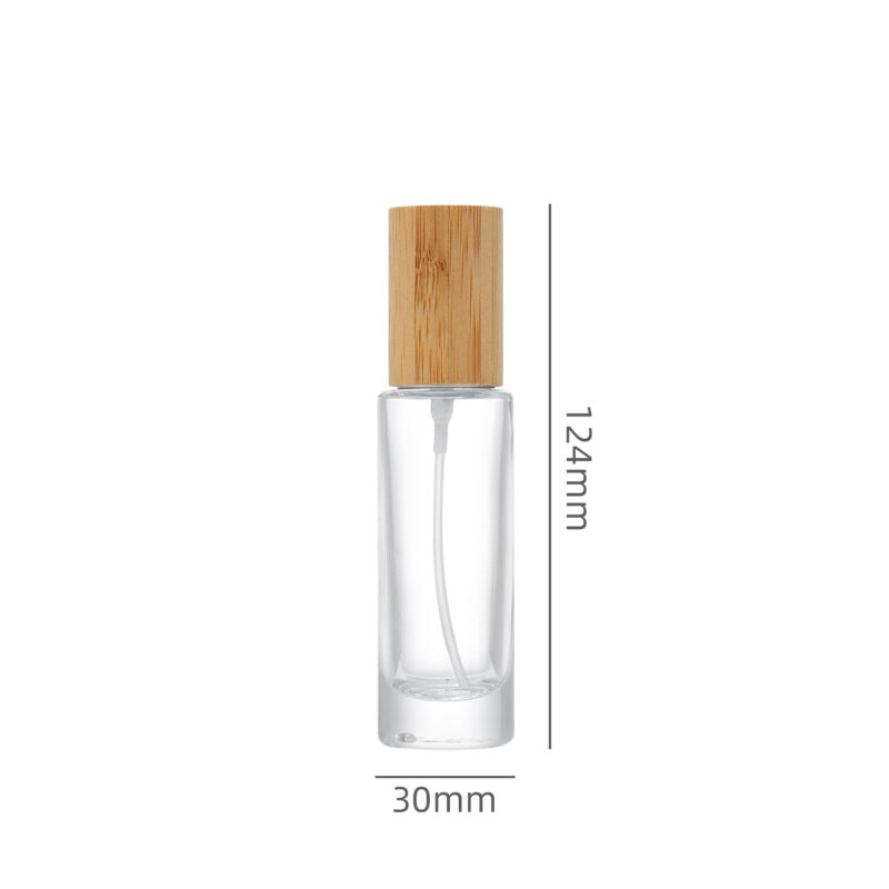 RX009 Cylindrical/Slim Round,Tall slim perfume bottle,Slim Cylindrical Glass Perfume Bottle with Bamboo Cap (Φ30-38mm Range)*