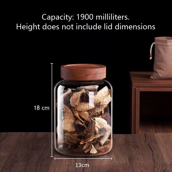 RX029 Large Capacity Borosilicate Glass Storage Jar - 130mm Wide Mouth with Acacia Wood Lid
