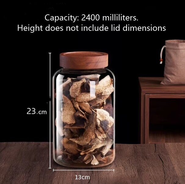 RX029 Large Capacity Borosilicate Glass Storage Jar - 130mm Wide Mouth with Acacia Wood Lid