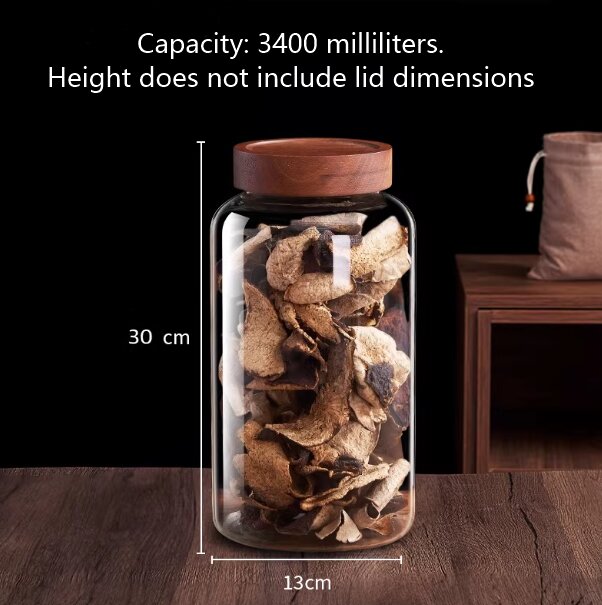RX029 Large Capacity Borosilicate Glass Storage Jar - 130mm Wide Mouth with Acacia Wood Lid
