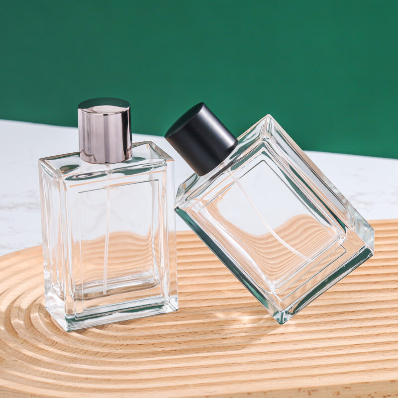 RX014- HYD1255 Minimalist 100ml Rectangular Glass Perfume Bottle - Crimp Finish