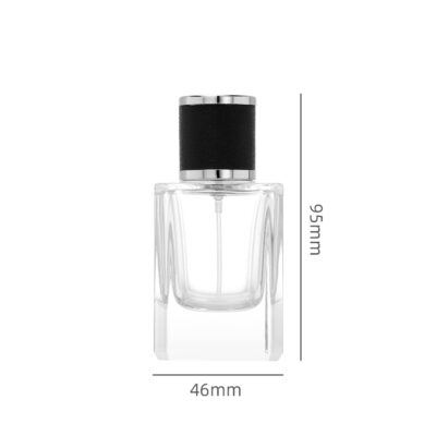 RX015-XB155Luxury Square Glass Perfume Bottle with Embossed Leather Cap - 30ml/50ml/100ml Series