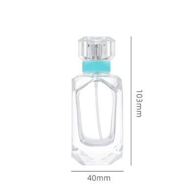 RX018-XB217 Geometric Polygon Glass Perfume Bottle - Clear Faceted Series