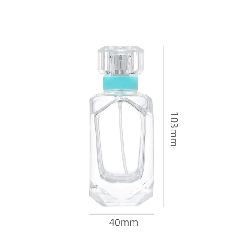 RX018-XB217 Geometric Polygon Glass Perfume Bottle - Clear Faceted Series