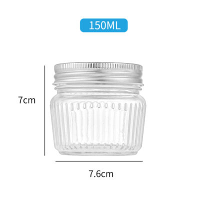 RX030 Thickened Fluted Glass Storage Jar with Airtight Metal Lid