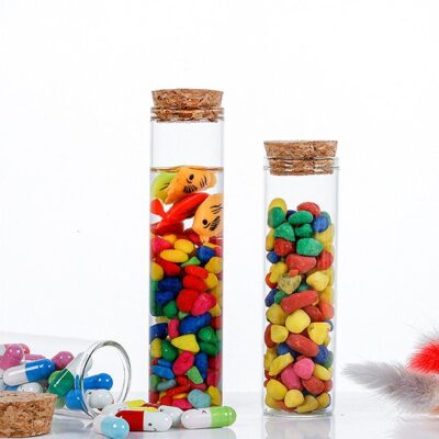 RX30MM Series,Straight Mouth Borosilicate Vials with Natural Cork Stoppers,Kitchen Spice Organizer,10ml-110ml.