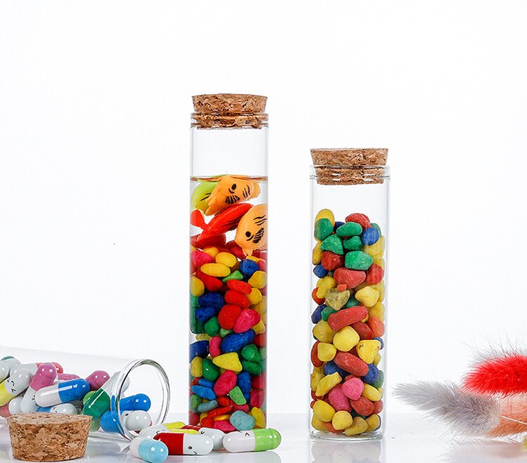 RX30MM Series,Straight Mouth Borosilicate Vials with Natural Cork Stoppers,Kitchen Spice Organizer,10ml-110ml.