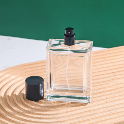 RX014- HYD1255 Minimalist 100ml Rectangular Glass Perfume Bottle - Crimp Finish