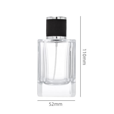 RX015-XB155Luxury Square Glass Perfume Bottle with Embossed Leather Cap - 30ml/50ml/100ml Series