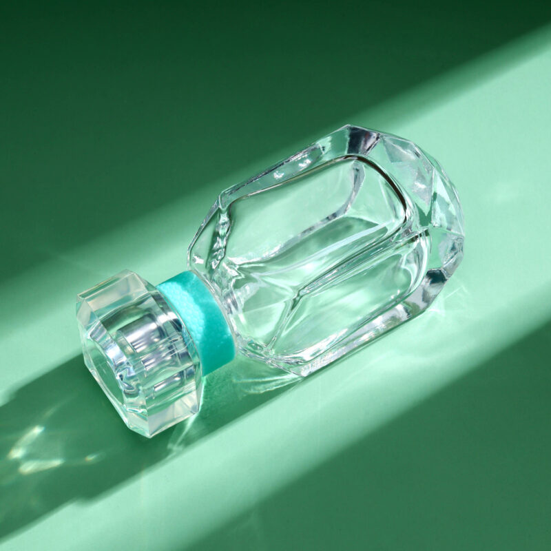 RX018-XB217 Geometric Polygon Glass Perfume Bottle - Clear Faceted Series