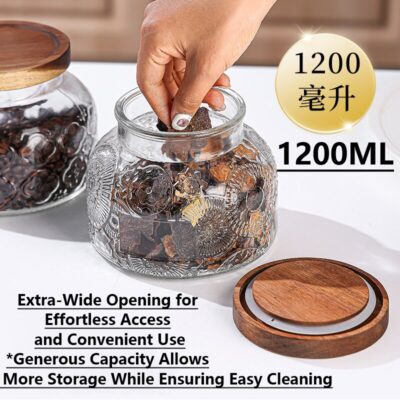 RX032 Vintage Embossed "Big Belly" Glass Storage Jar - Multiple Patterns & Lid Styles
