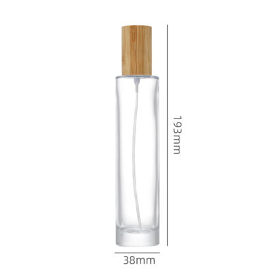 RX009 Cylindrical/Slim Round,Tall slim perfume bottle,Slim Cylindrical Glass Perfume Bottle with Bamboo Cap (Φ30-38mm Range)*