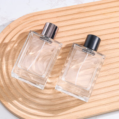 RX014- HYD1255 Minimalist 100ml Rectangular Glass Perfume Bottle - Crimp Finish