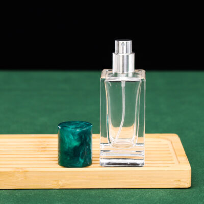 RX024-HYD136 Modern Beveled Square Glass Perfume Bottle with Marble Cap