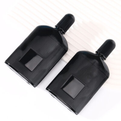 RX007 Black Vertical Ribbed/Fluted,Exquisite machine-made glass perfume bottles,100ML