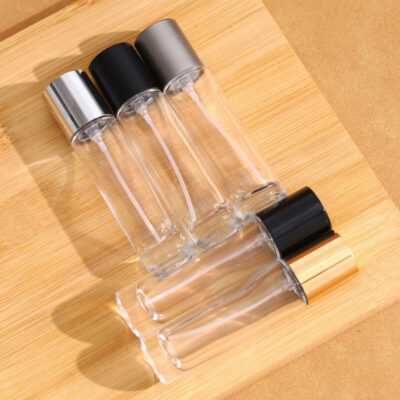 RX016-XB174,15ml Slim Cylindrical Glass Perfume Bottle with Multi-Finish Caps (Matte & Glossy)