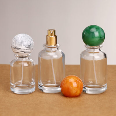RX008 Marbleized Resin Ball,Circular Perfume Vials with Marbleized Resin Caps,30ML,50ML,100ML