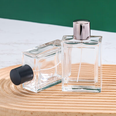 RX014- HYD1255 Minimalist 100ml Rectangular Glass Perfume Bottle - Crimp Finish