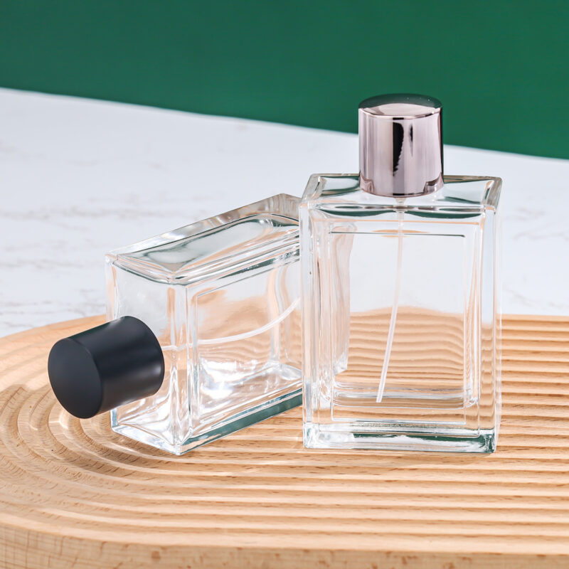RX014- HYD1255 Minimalist 100ml Rectangular Glass Perfume Bottle - Crimp Finish