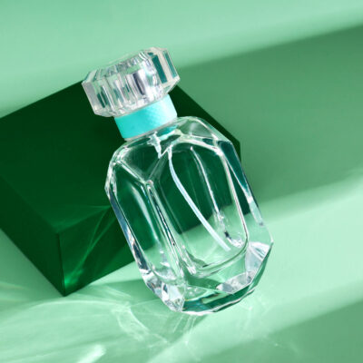 RX018-XB217 Geometric Polygon Glass Perfume Bottle - Clear Faceted Series