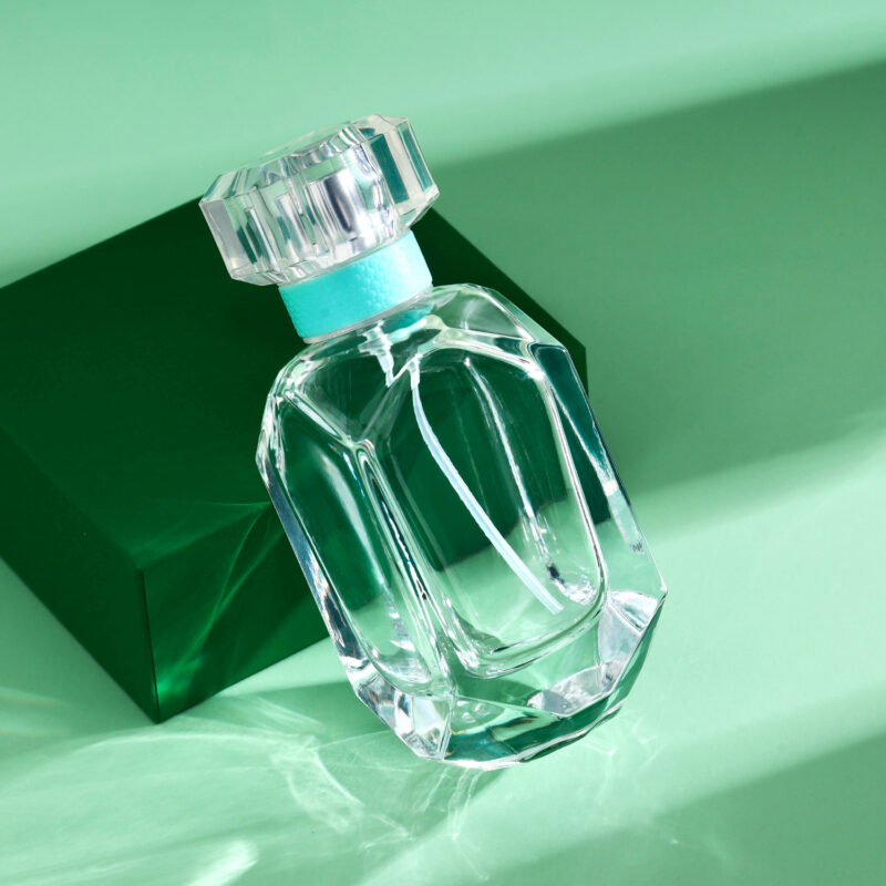 RX018-XB217 Geometric Polygon Glass Perfume Bottle - Clear Faceted Series
