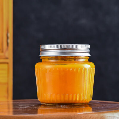RX030 Thickened Fluted Glass Storage Jar with Airtight Metal Lid