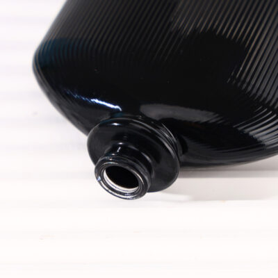 RX007 Black Vertical Ribbed/Fluted,Exquisite machine-made glass perfume bottles,100ML