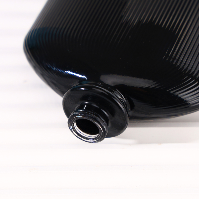 RX007 Black Vertical Ribbed/Fluted,Exquisite machine-made glass perfume bottles,100ML