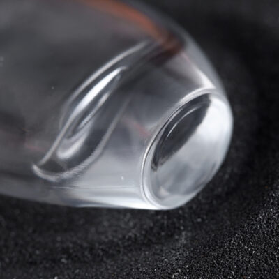 RX011,75ml Elegant Oval Glass Perfume Bottle - Crimp Neck with Acrylic & Electroplated Caps