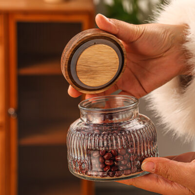 RX032 Vintage Embossed "Big Belly" Glass Storage Jar - Multiple Patterns & Lid Styles