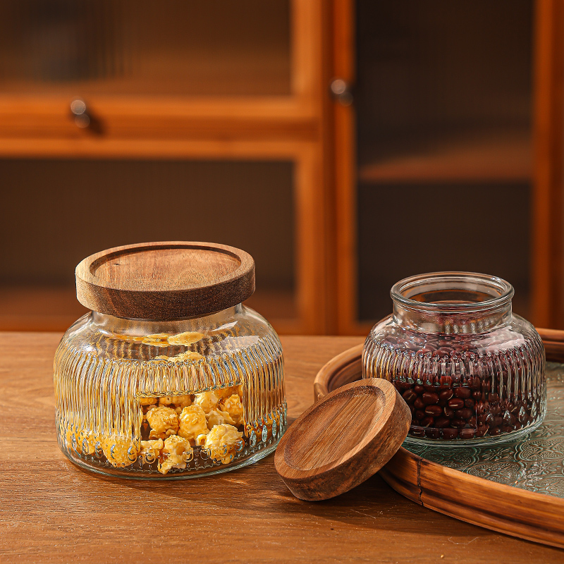 RX032 Vintage Embossed "Big Belly" Glass Storage Jar - Multiple Patterns & Lid Styles