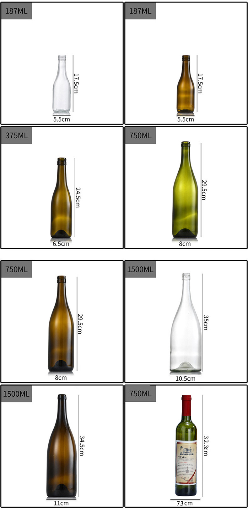 RX001,Red Wine Bottle Series,Bordeaux,screw cap wine bottle,Cork stopper,champagne bottle, shrink cap seal,187ml,375ml,500ml,750ml,1500ml.
