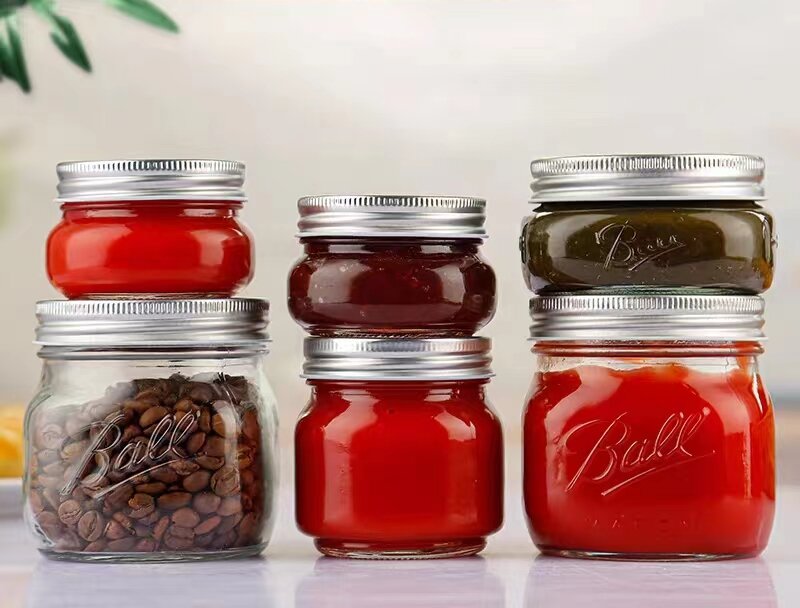 RX025 transparent mason glass jars with screw air-tight split lids in 250ml 480ml 750ml wide mouth and regular mouth