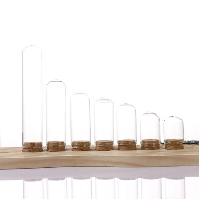 Round bottom borosilicate glass vial with natural cork stopper