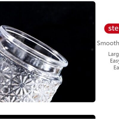 RX031 Embossed Decorative Glass Storage Jar with Wood and Bamboo Lids
