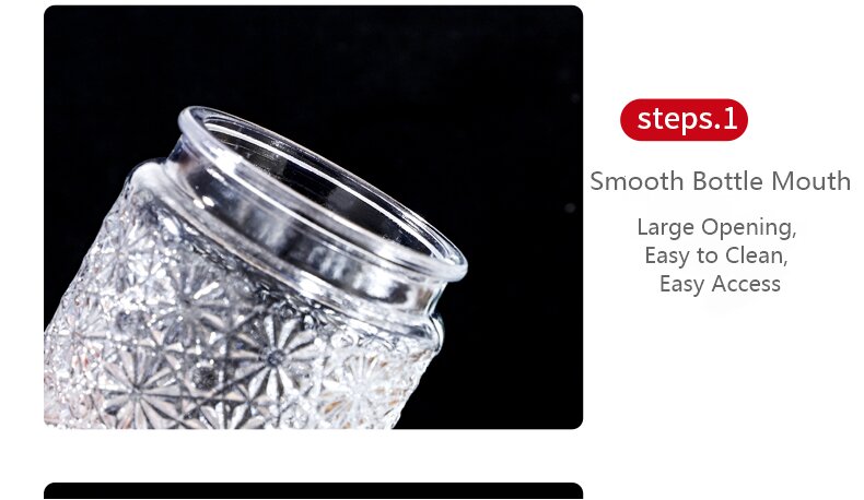 RX031 Embossed Decorative Glass Storage Jar with Wood and Bamboo Lids