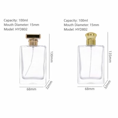 RX022-HYD802 Classic 100ml Vertical Rectangular Glass Perfume Bottle
