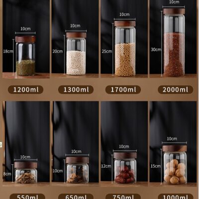 RX028 Premium Borosilicate Glass Storage Jar with Acacia Wood Screw Lid