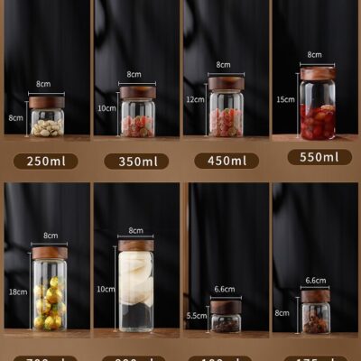 RX028 Premium Borosilicate Glass Storage Jar with Acacia Wood Screw Lid