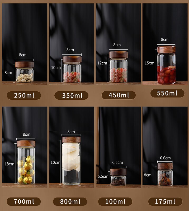 RX028 Premium Borosilicate Glass Storage Jar with Acacia Wood Screw Lid