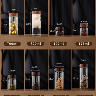 RX028 Premium Borosilicate Glass Storage Jar with Acacia Wood Screw Lid