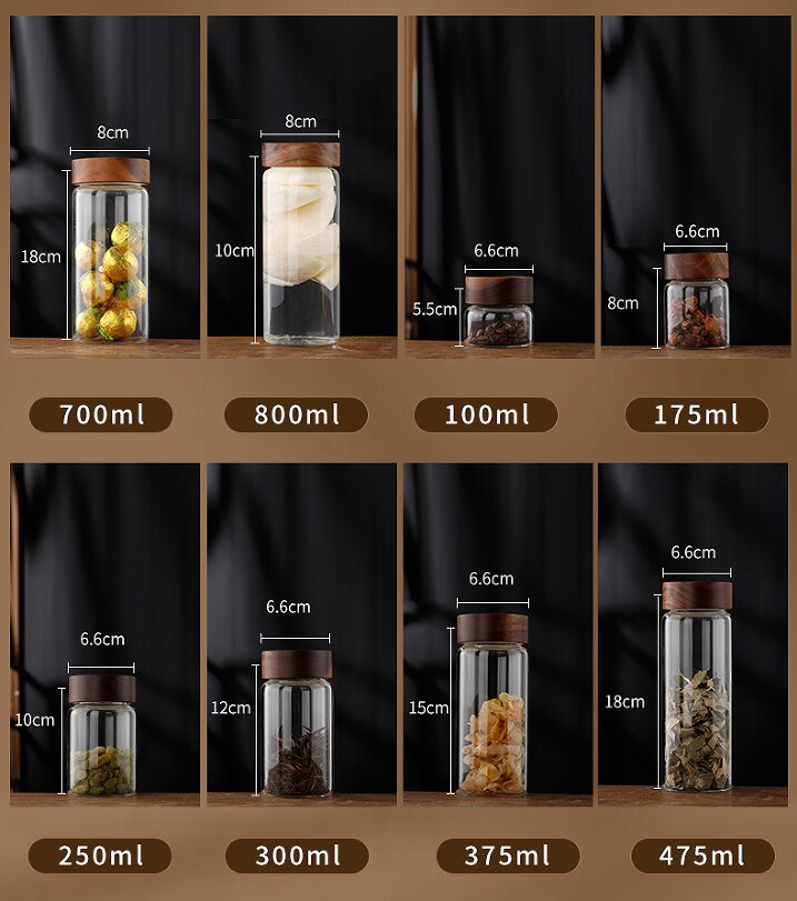 RX028 Premium Borosilicate Glass Storage Jar with Acacia Wood Screw Lid