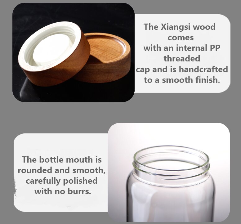 RX028 Premium Borosilicate Glass Storage Jar with Acacia Wood Screw Lid