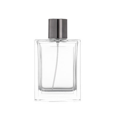 RX014- HYD1255 Minimalist 100ml Rectangular Glass Perfume Bottle - Crimp Finish