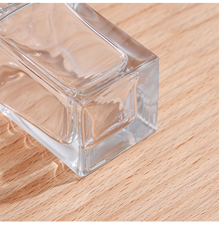 RX010,15mm Neck Diameter,50ml Luxury Square Glass Perfume Bottle with Colorful Acrylic Cap