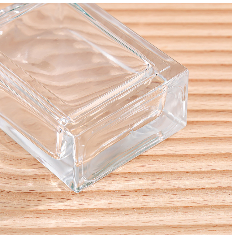 RX014- HYD1255 Minimalist 100ml Rectangular Glass Perfume Bottle - Crimp Finish
