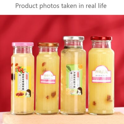 RX026 transparent fluted glass jars for birds nest and white fungus soup with colorful tin lids and leak-proof seals